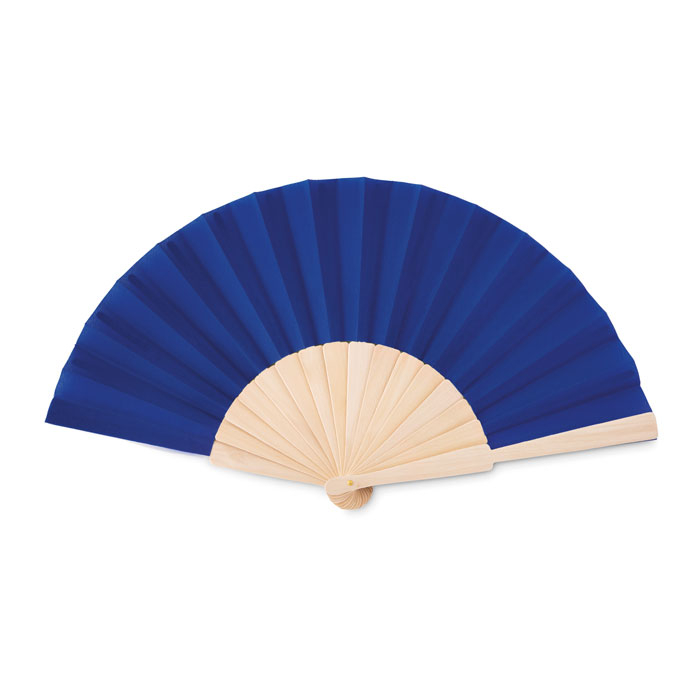Eventail en bois et toile publicitaire FANNY Bleu royal
